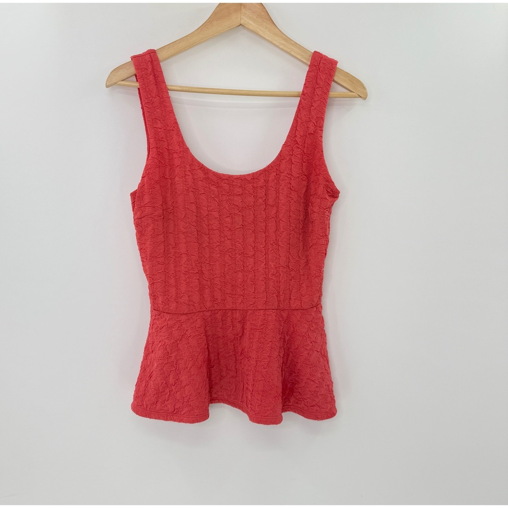 AGUA Coral Peplum Tank Top Textured Sleeveless Casual Blouse Women's‎ Medium